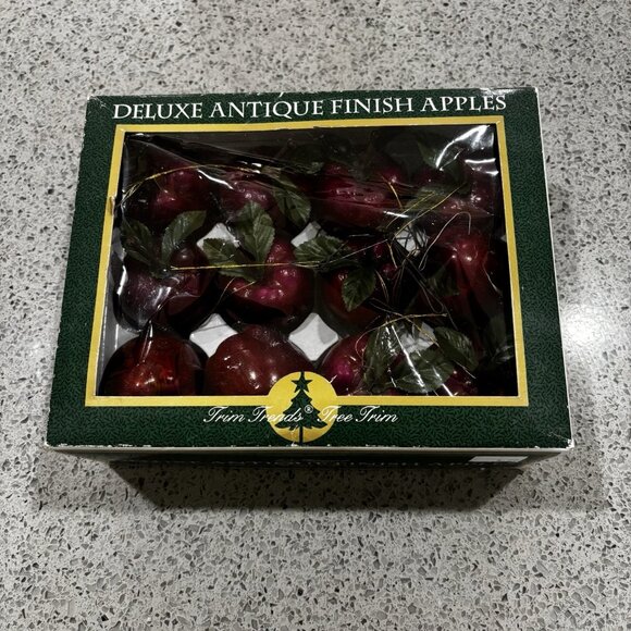 Vintage Plastic Red Apple 2-1/2" Ornaments Set of 12 In Box Christmas - Picture 6 of 6